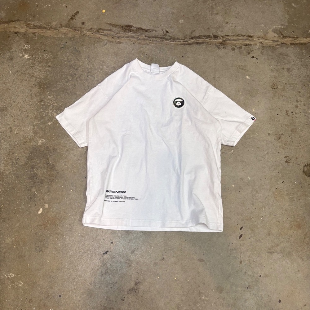 AAPE By A Bathing Ape Mens White AAPE NOW Camo Moonface Patch T-Shirt Size S